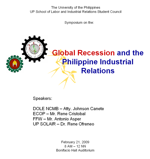 Sympopsium on the Global Recession and the Philippine Industrial Relations